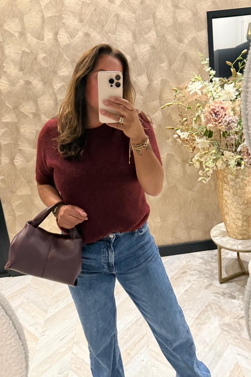 Martine Alpaca bordeaux top