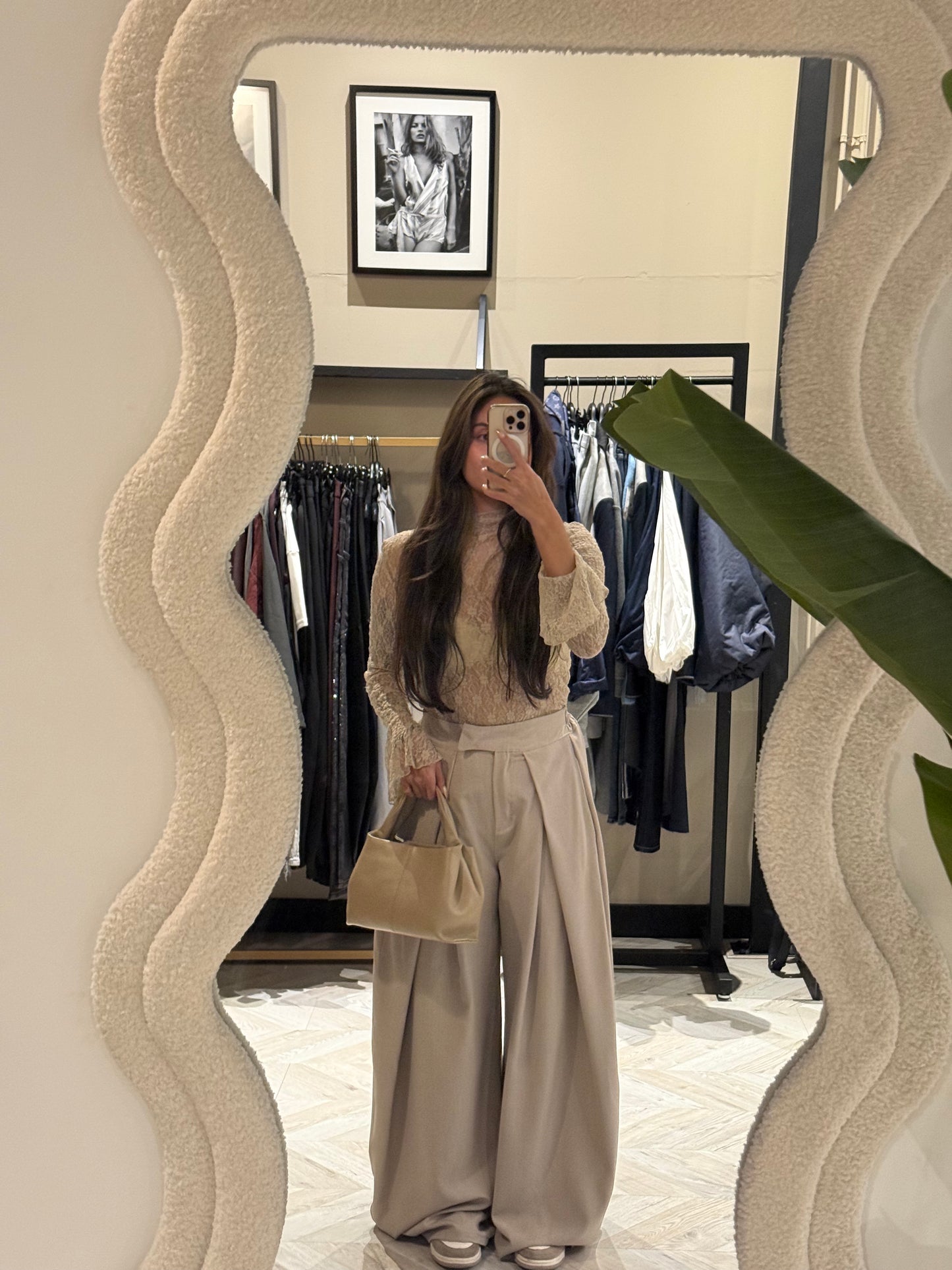 Ambika kanten top beige