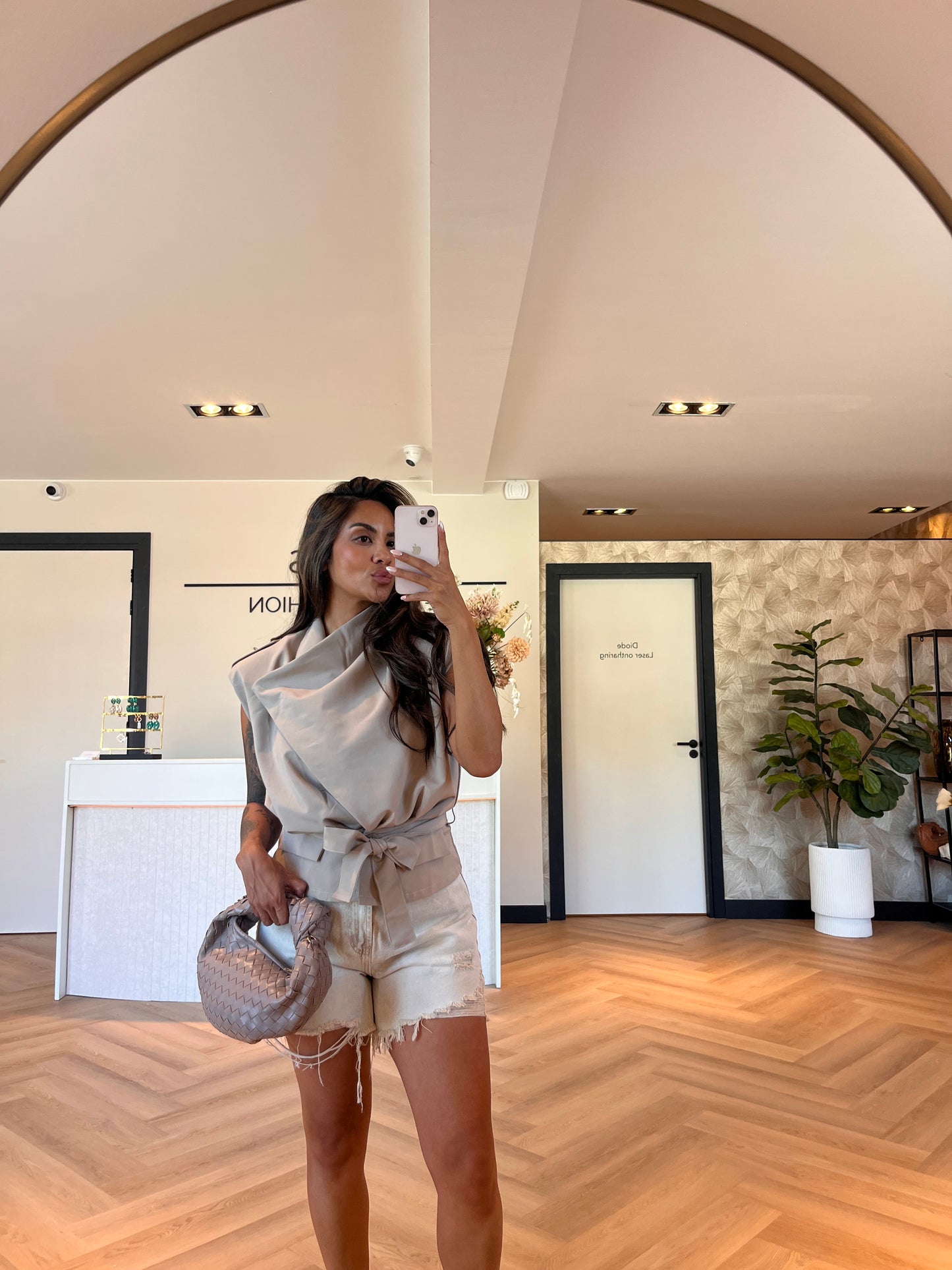 Celeste denim short beige