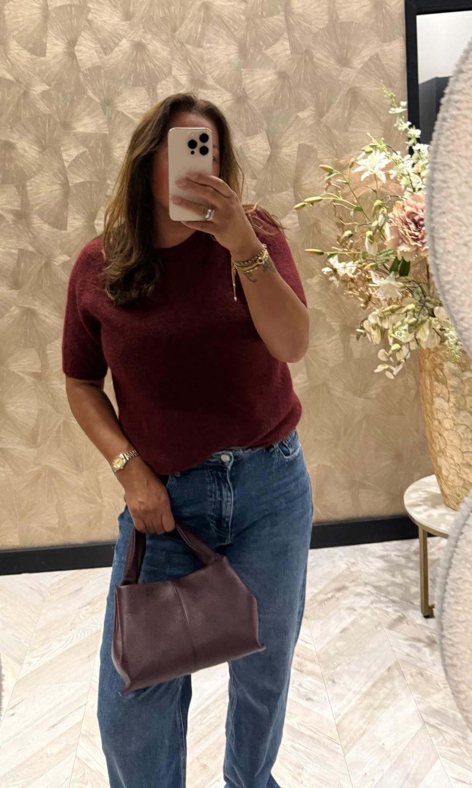 Martine Alpaca bordeaux top