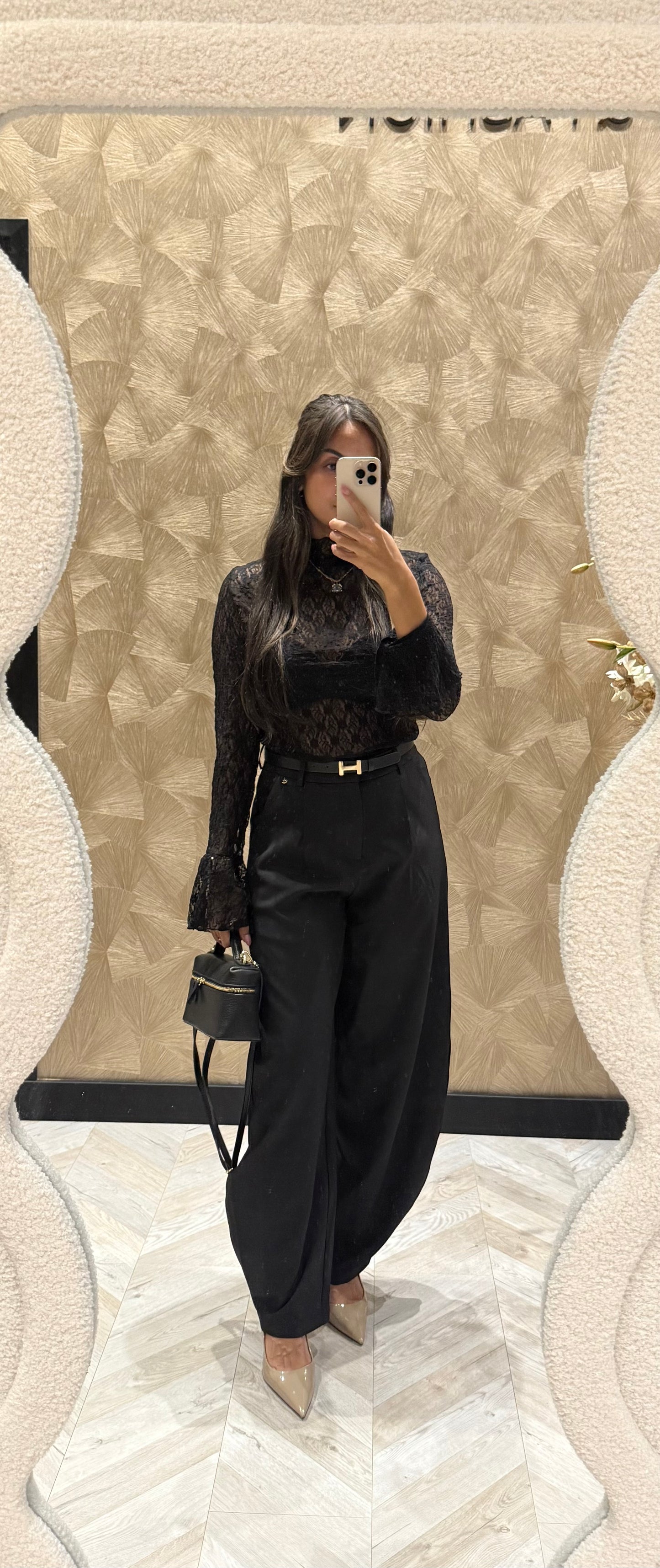 Ambika kanten top zwart