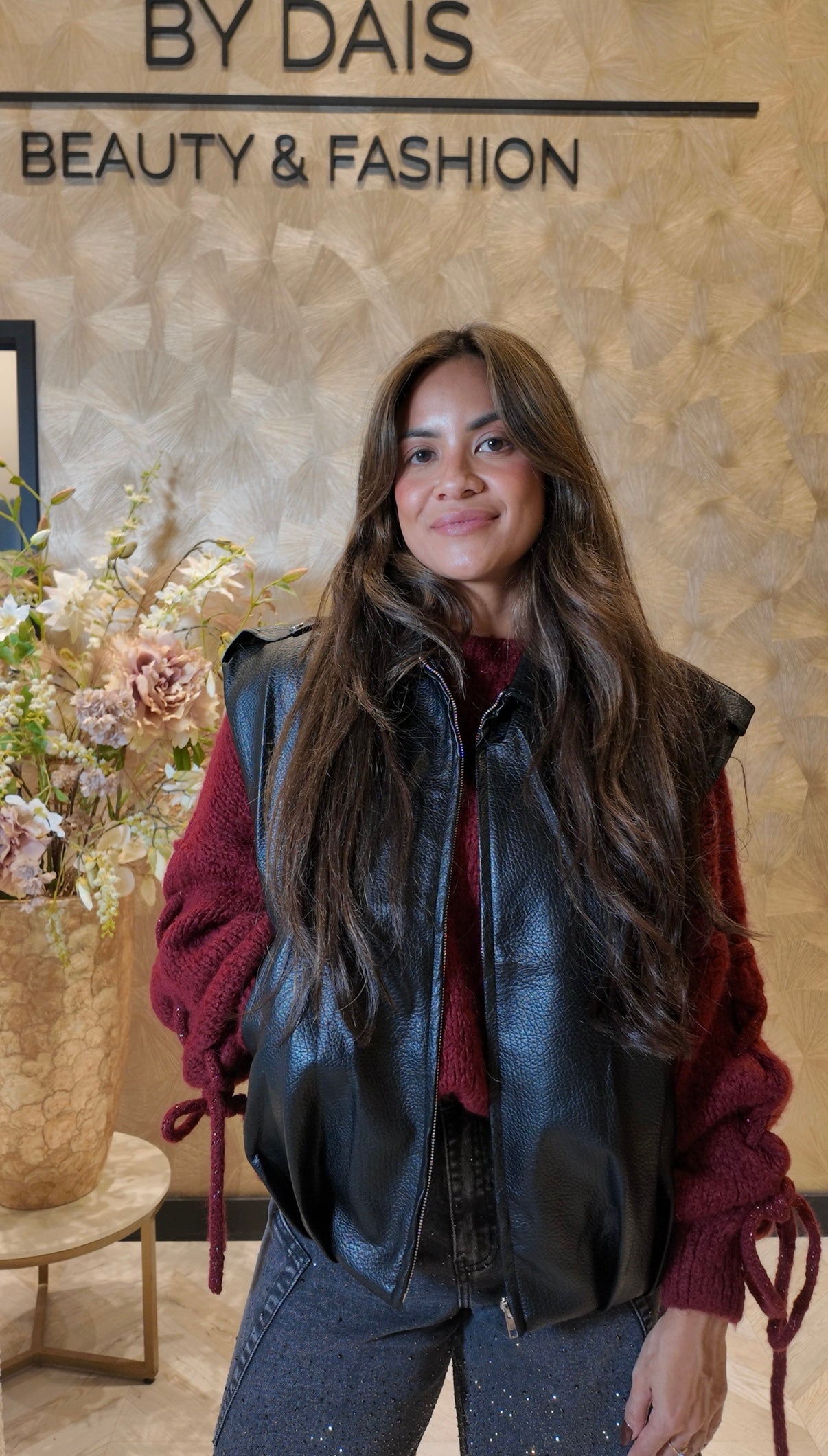 Sylvana Leatherlook gilet zwart