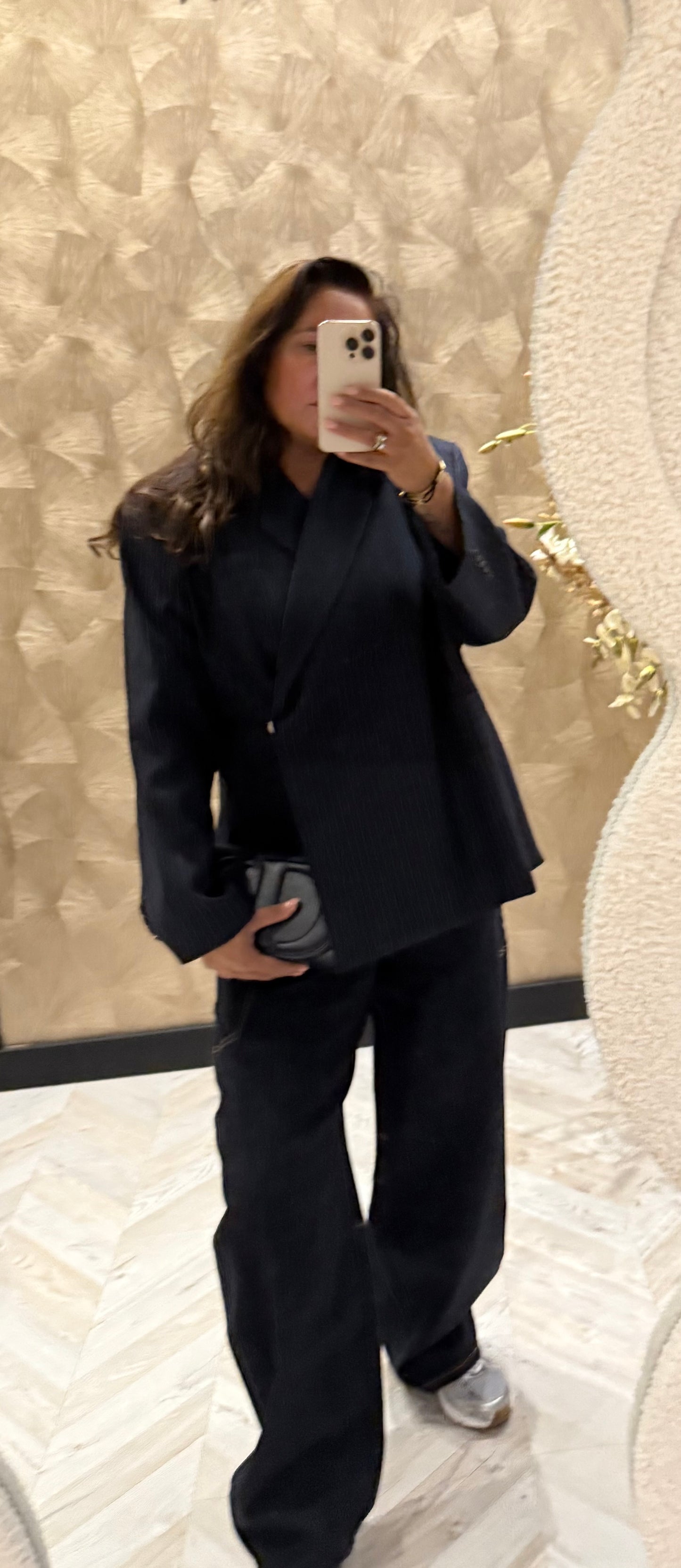 Ambika oversized blazer navy krijtstreep