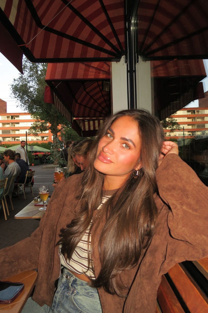 Chimmy Bomber Brown Suedine