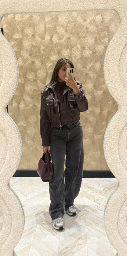 Ambika burgundy leather jacket