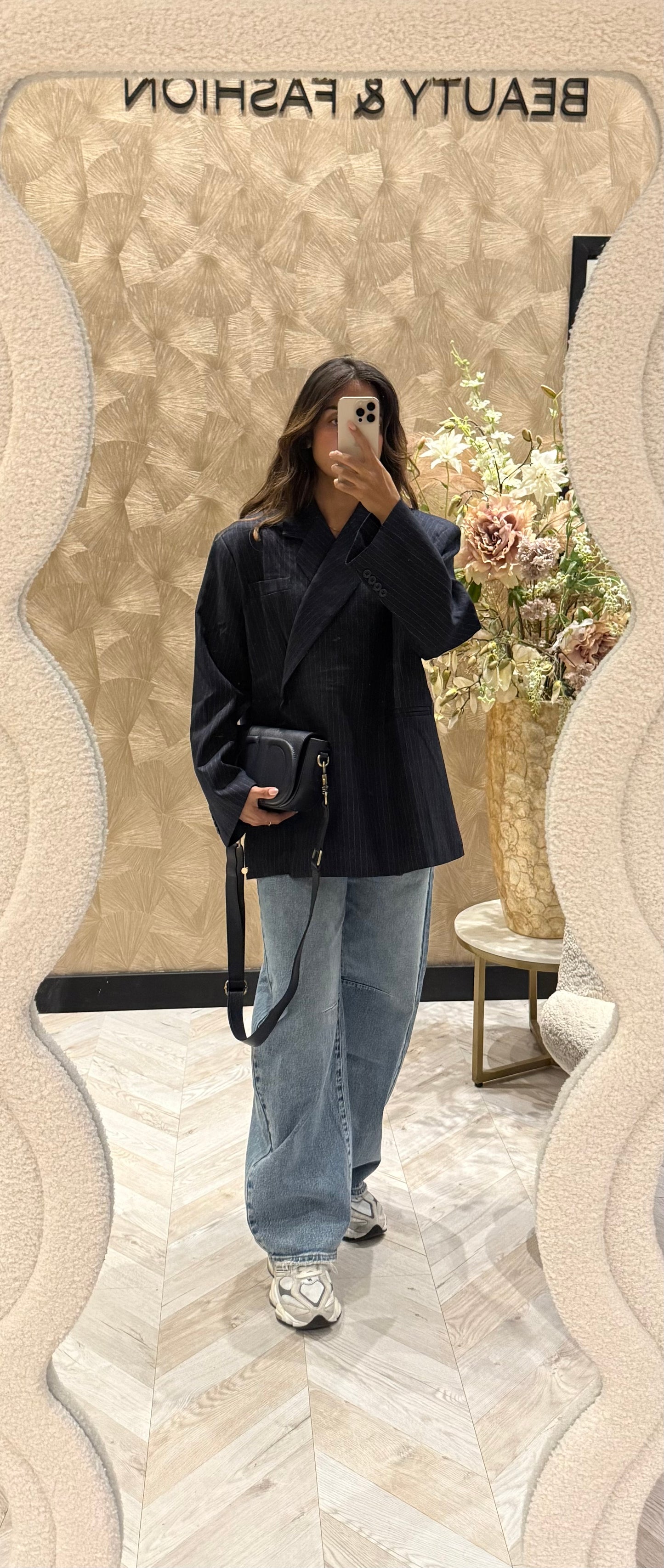 Ambika oversized blazer navy krijtstreep