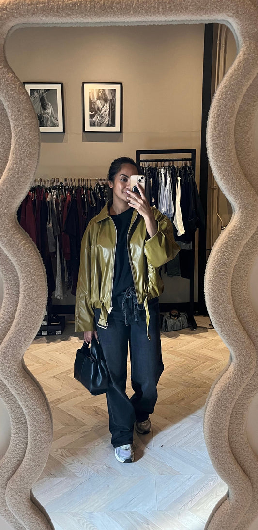 Joan leather jacket lime