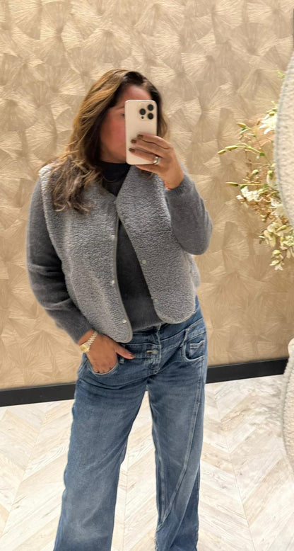 Minou gilet teddy grey