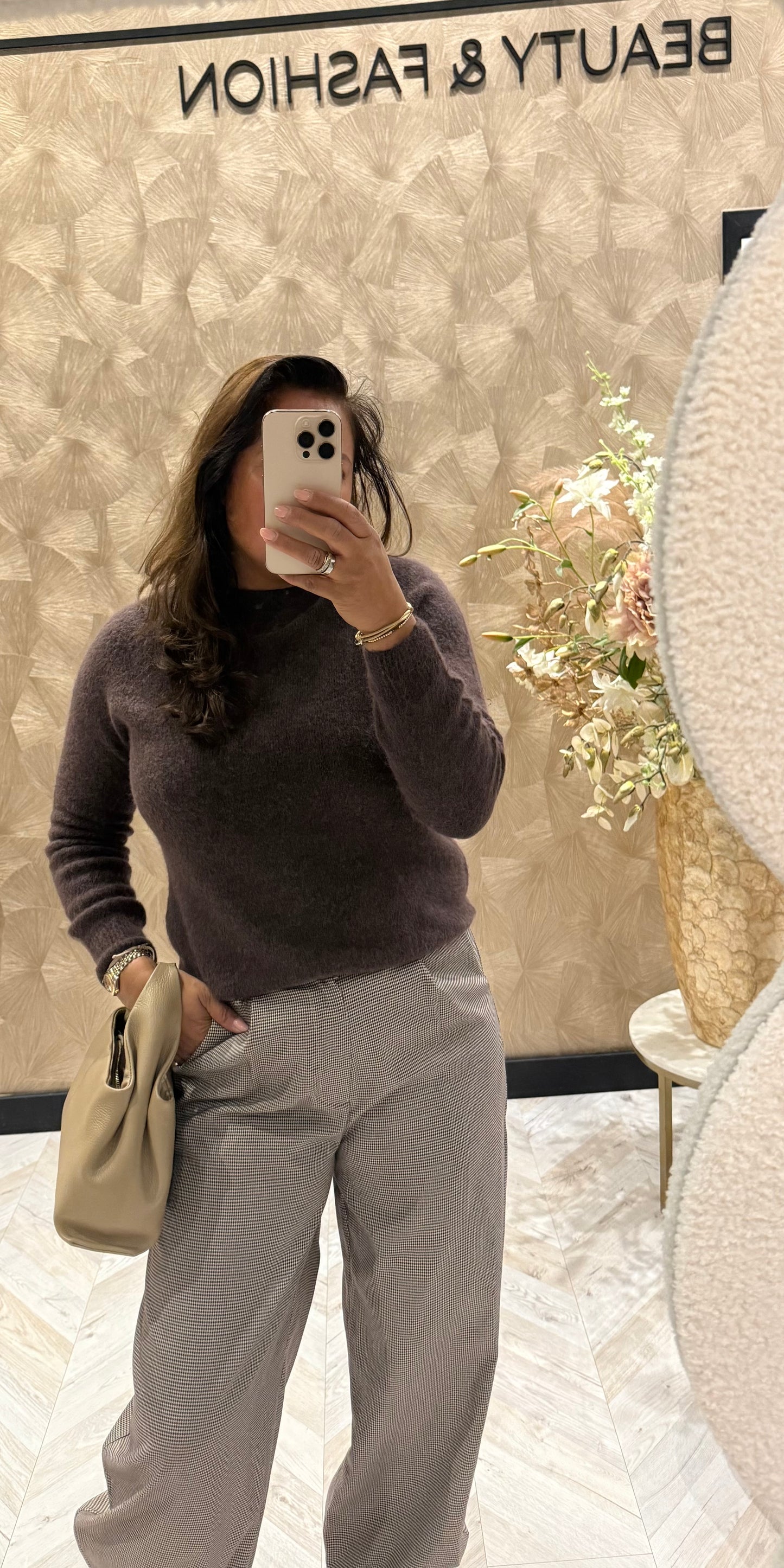 Ava ruit pantalon bruin