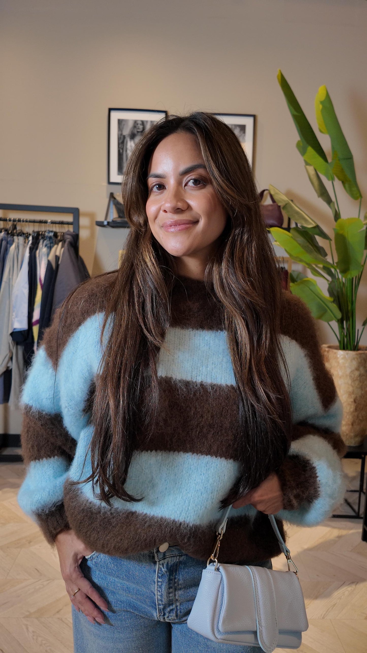 Ambika trui Brown / light blue