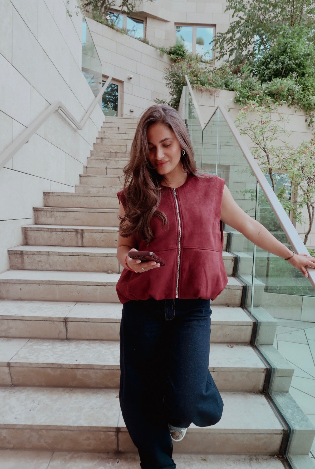Sammy suede bordeaux gilet