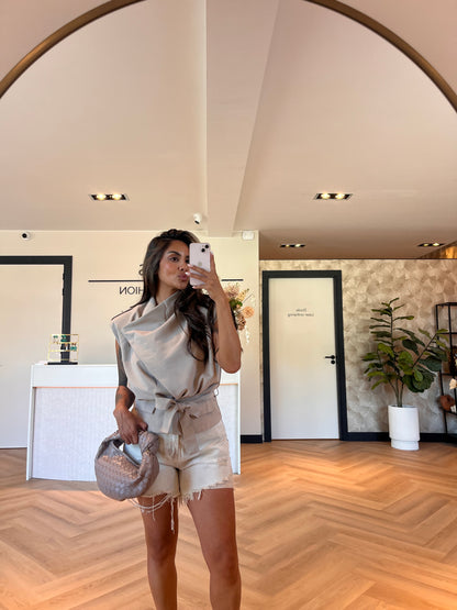 Celeste denim short beige