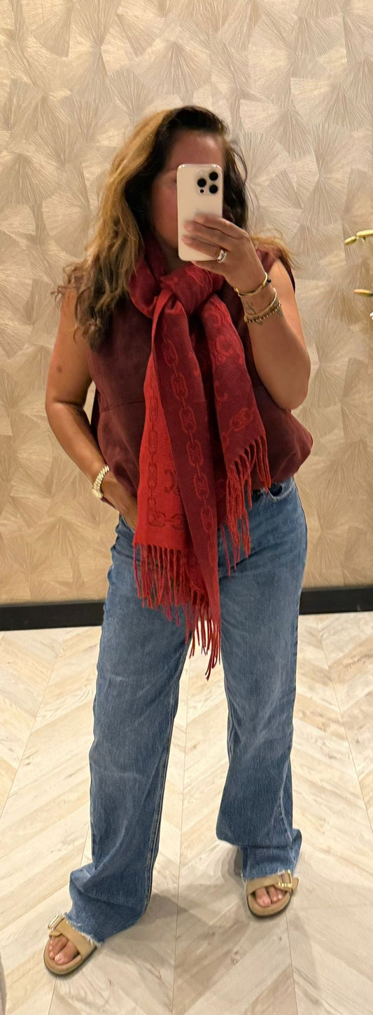 Selena bordeaux/ oranje sjaal