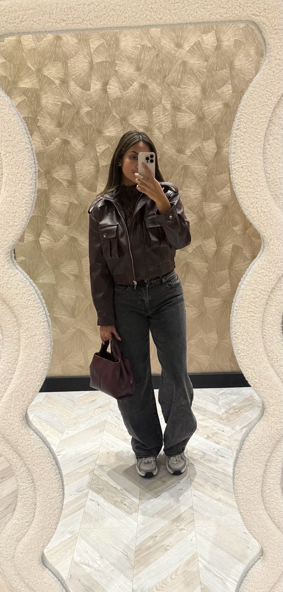 Ambika burgundy leather jacket