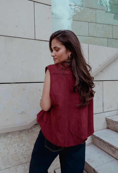 Sammy suede bordeaux gilet