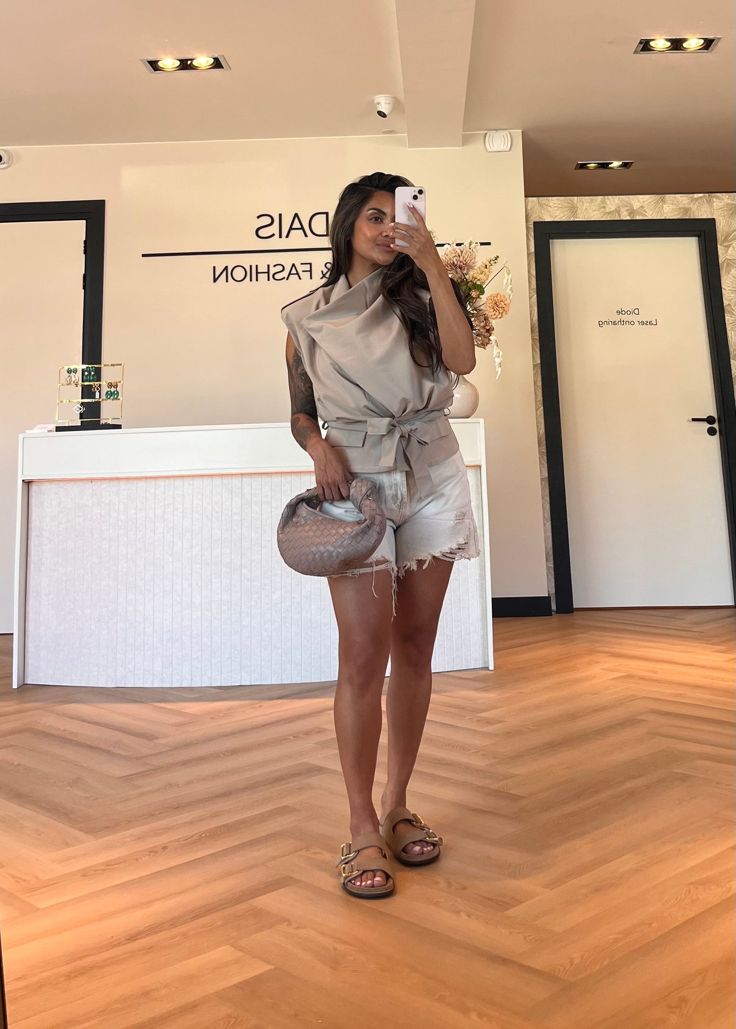 Celeste denim short beige