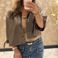 Gea bruine leather look trenchcoat