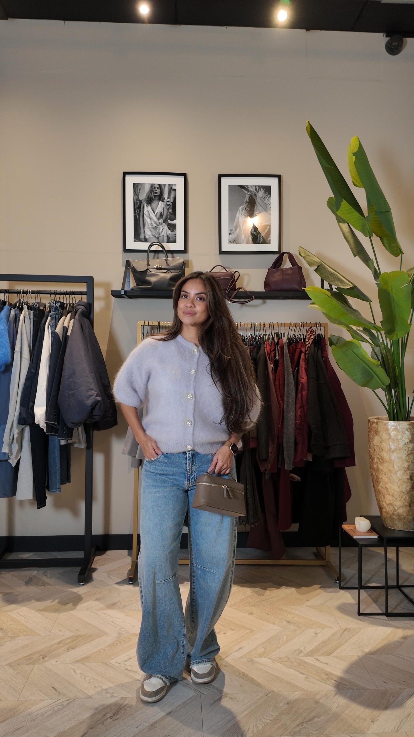 Celine vest grey strass knopen