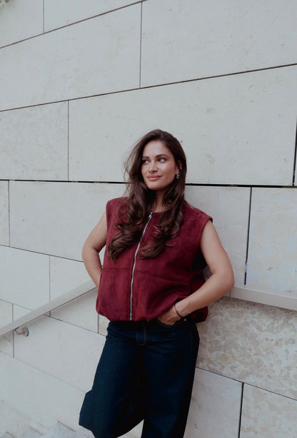 Sammy suede bordeaux gilet