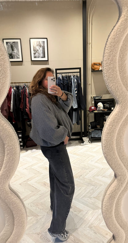 Maria glitter  bomber antraciet