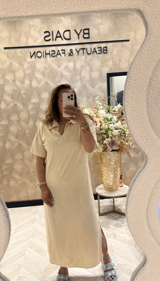 ROX BADSTOF DRESS BEIGE