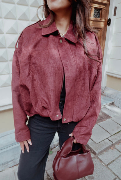 Chimmy Bomber Bordeau Suedine