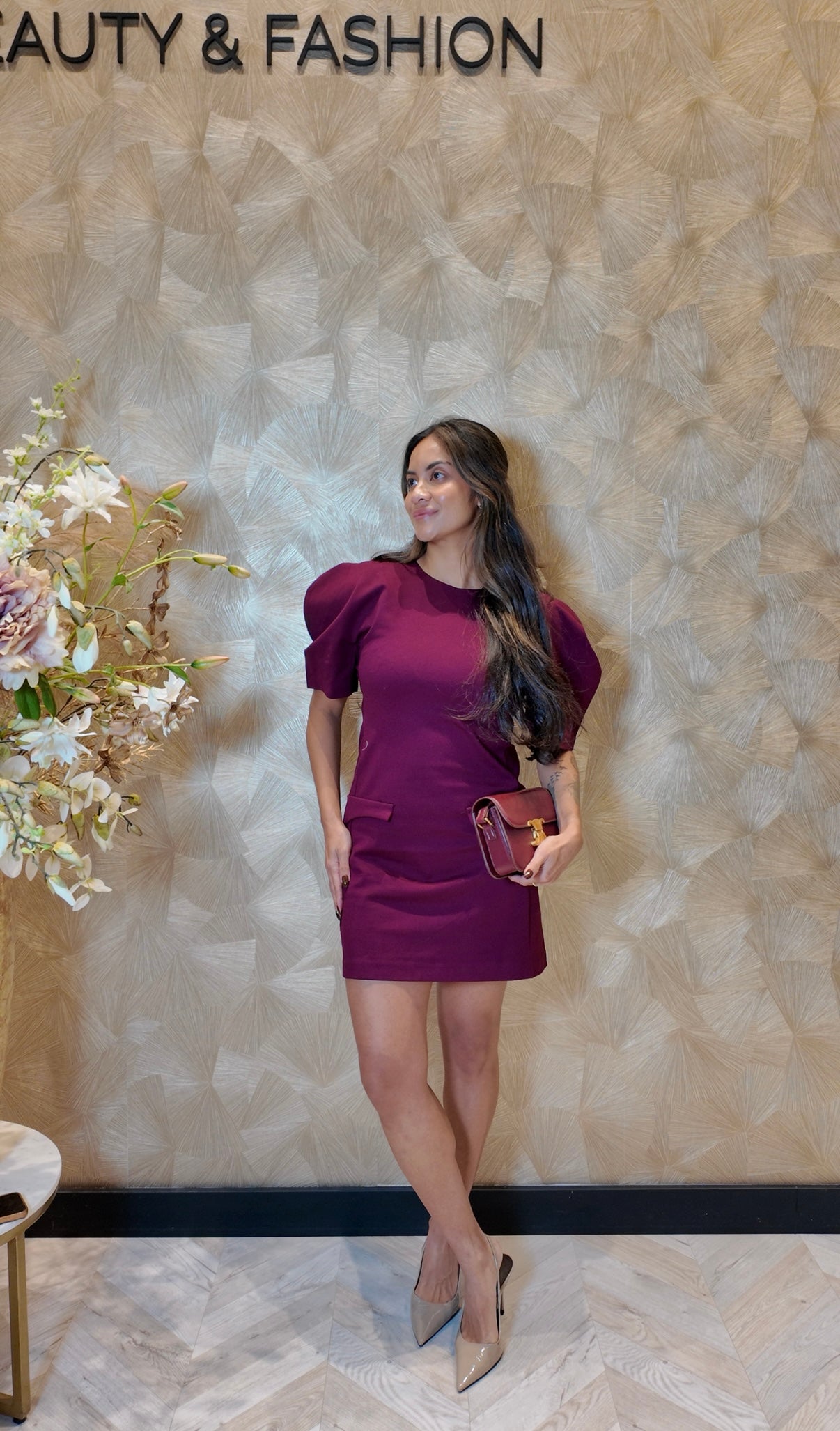 Amy dress Bordeau pofmouw