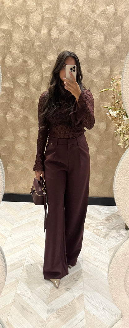 Ambika kanten top Burgundy