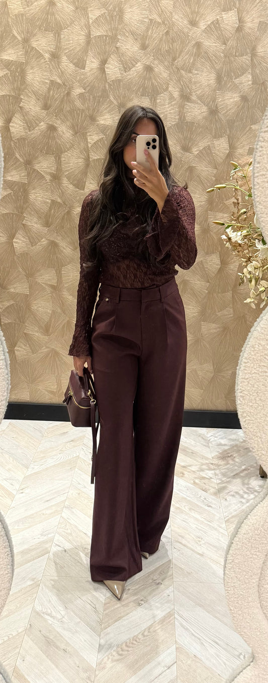 Ambika kanten top Burgundy