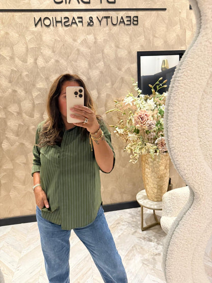 Nienke olijfgroene blouse