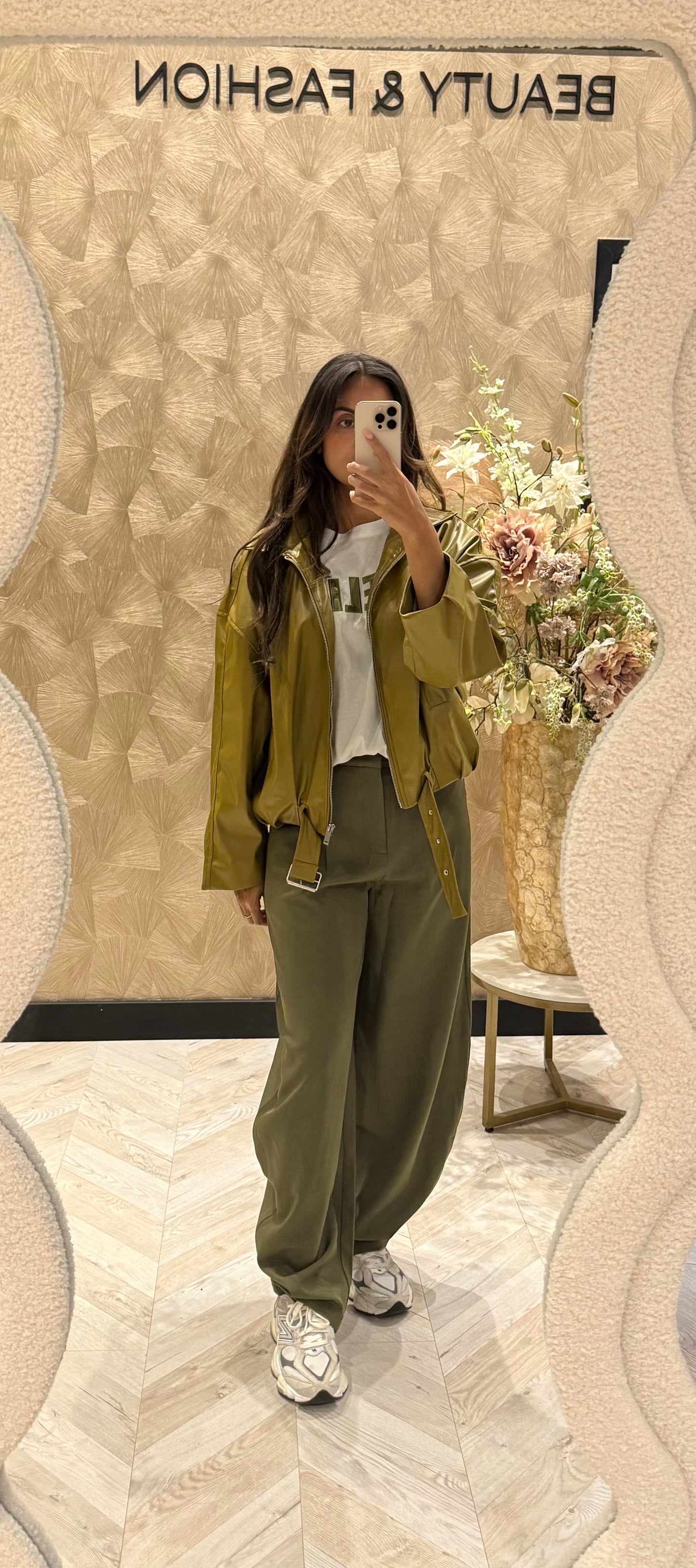 Rox Leather jacket olive green