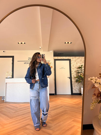 Amber denim bomber
