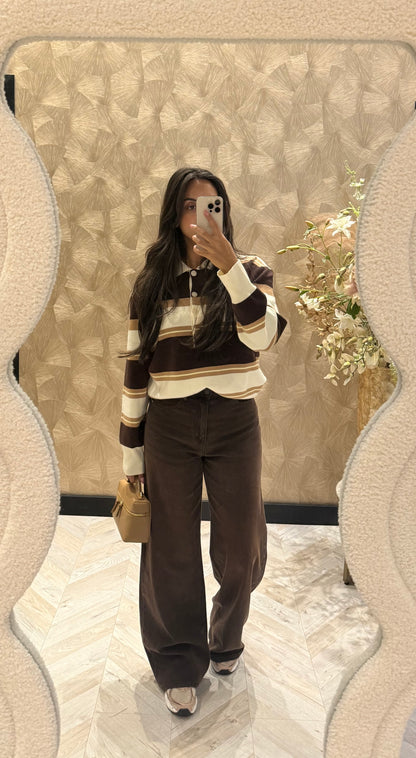 Chimène polo bruin/camel