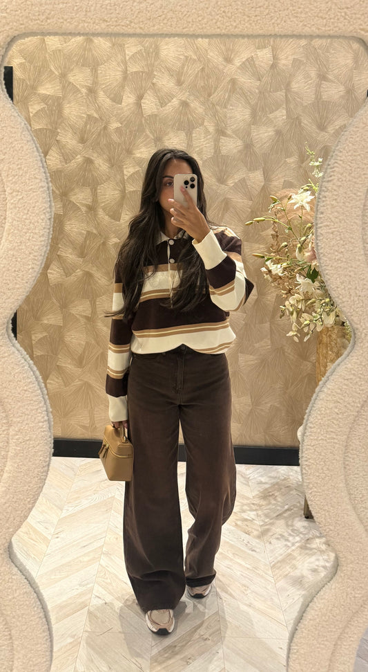 Chimène polo bruin/camel