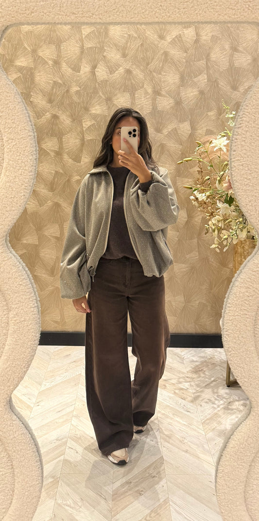 Maria glitter bomber bruin