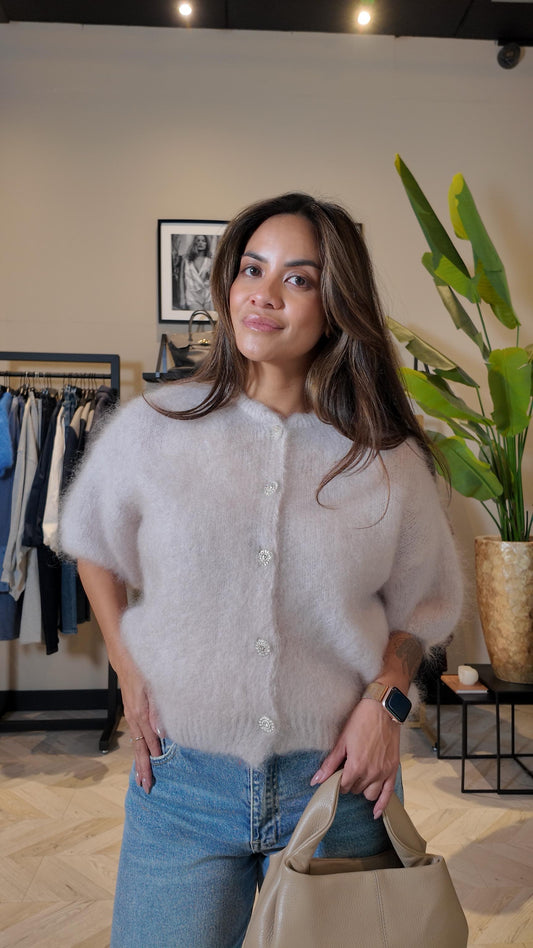 Celine vest beige strass knoop