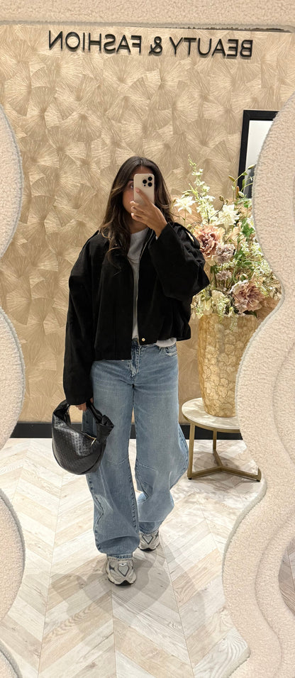 Amber Suedine Bomber zwart