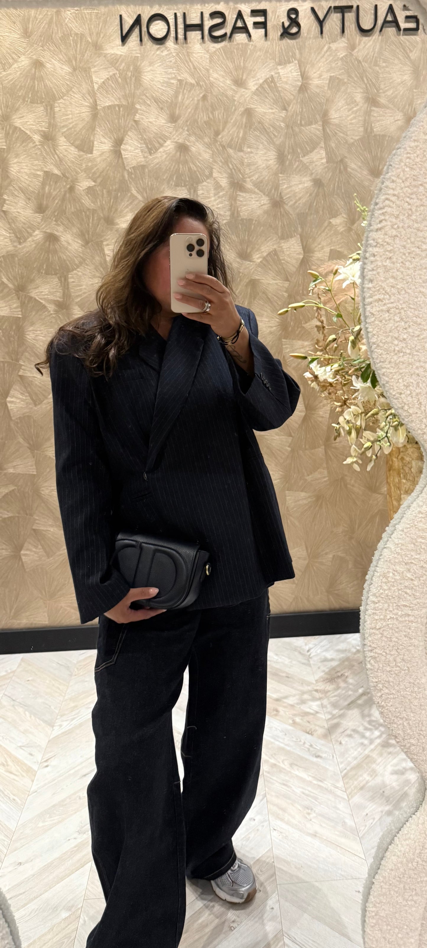 Ambika oversized blazer navy krijtstreep