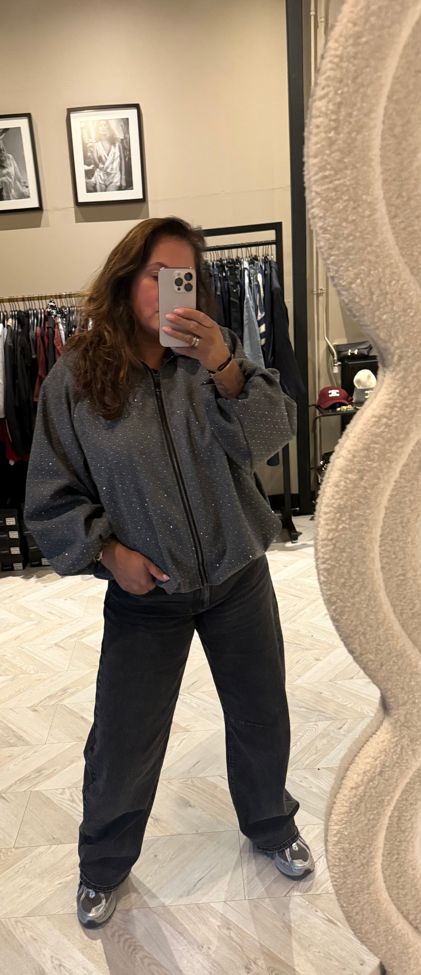 Maria glitter  bomber antraciet