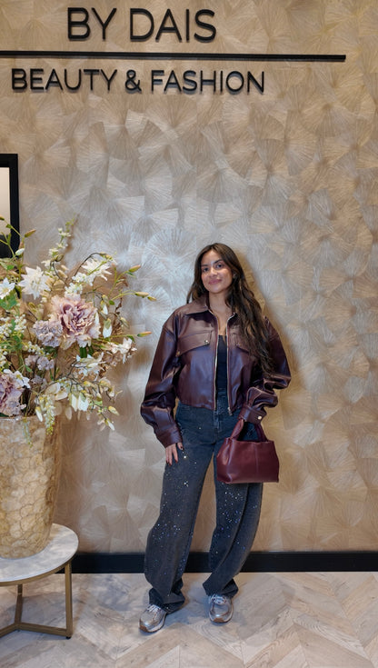 Aliyah leather jacket Bordeau