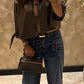 Gea bruine leather look trenchcoat