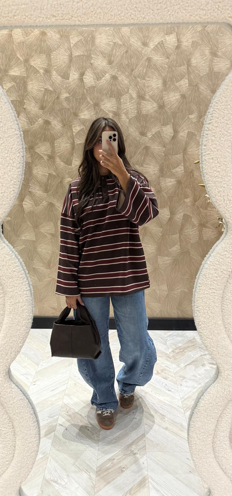 Rox bruine polo met strepen