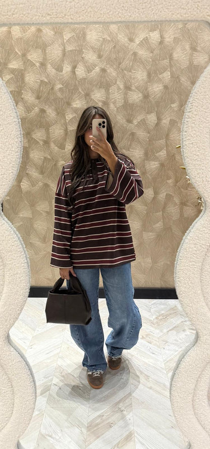 Rox bruine polo met strepen